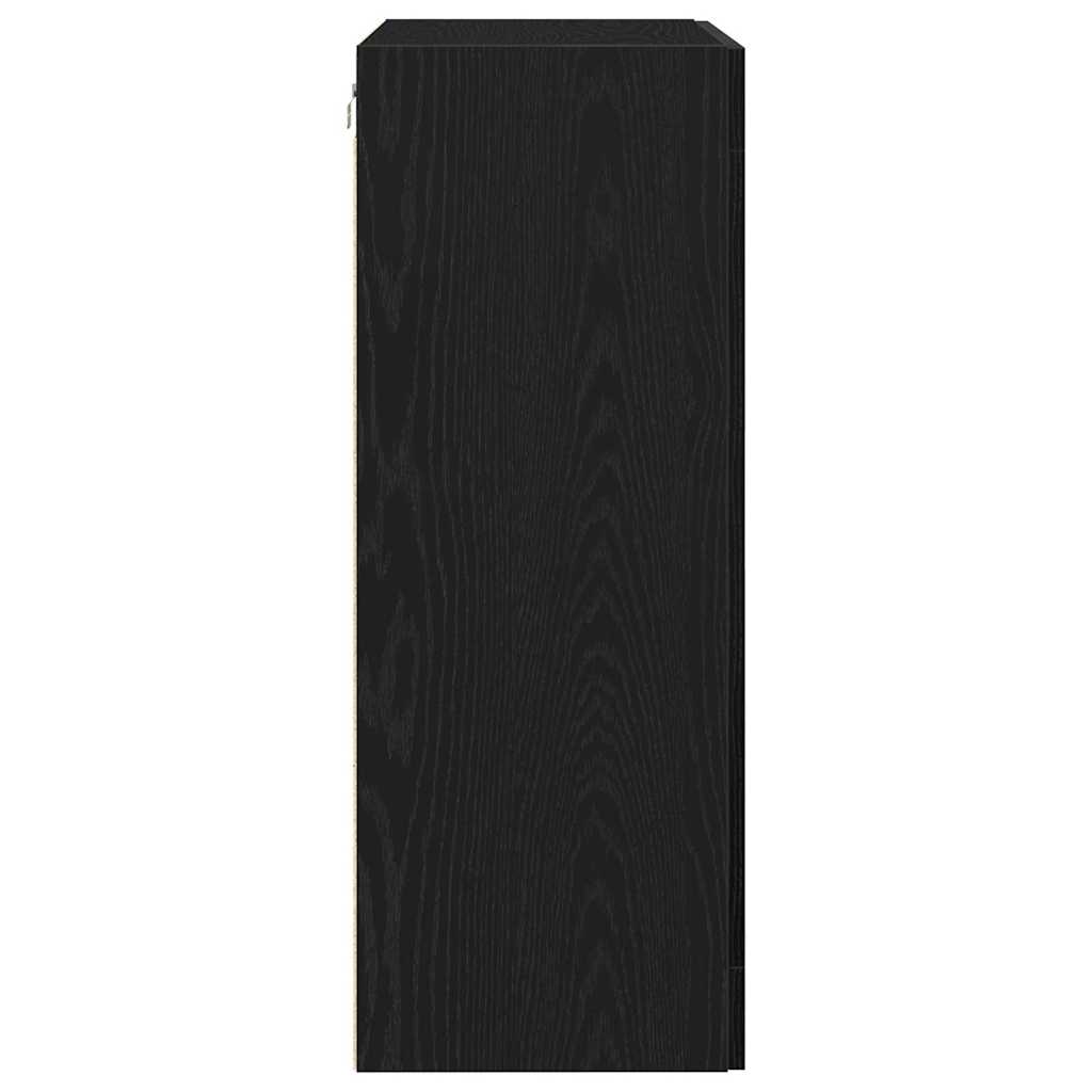 Wandmontierter Schrank Schwarz Eichen-Optik 69.5 x 34 x 90 cm