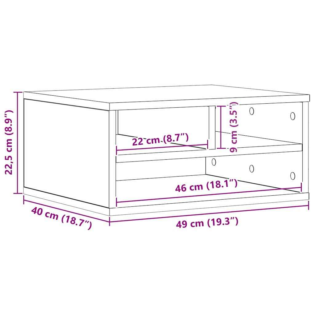 Druckerständer Altholz 49 x 40 x 22.5 cm Holzwerkstoff