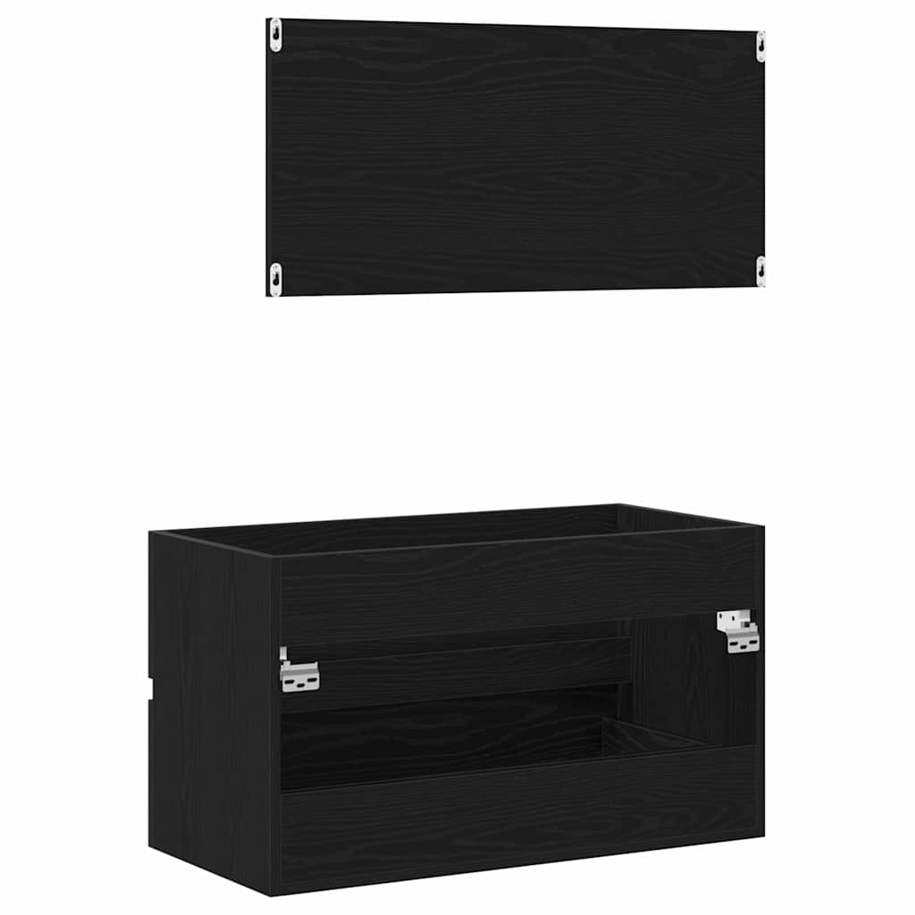 Badezimmermöbel-Set 2 pcs Schwarze Eiche 80 x 38.5 x 45 cm