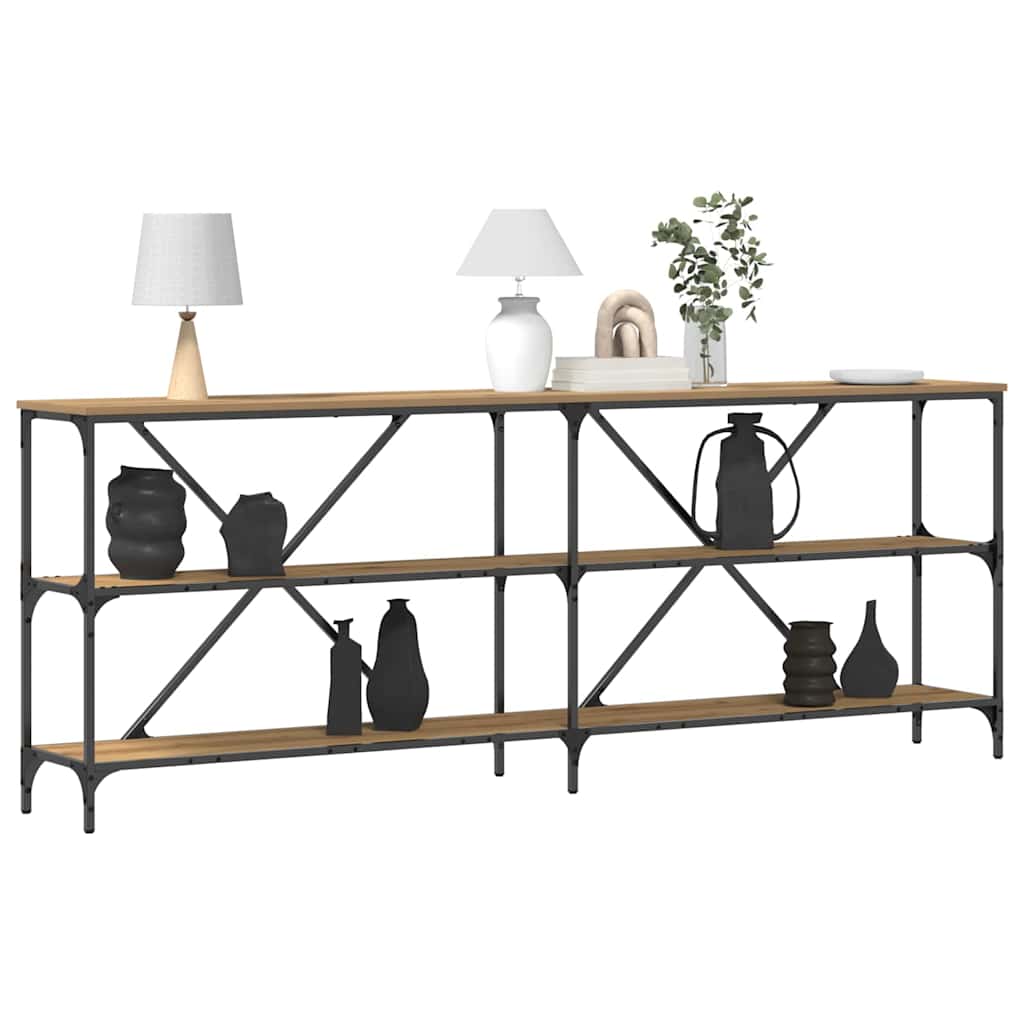 Konsolentisch mit Regal Eiche handwerklich 180 x 30 x 75 cm