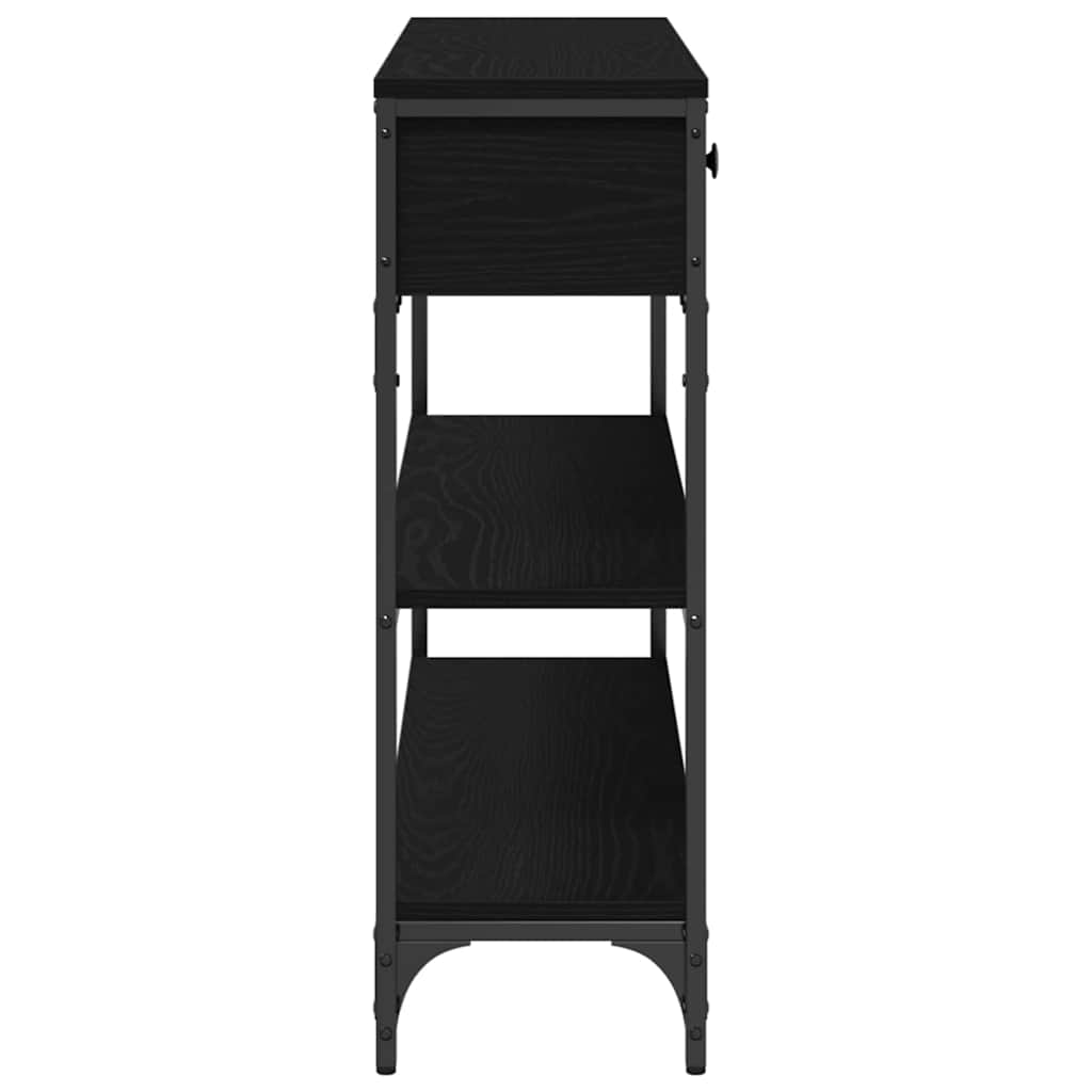 Konsolentisch mit Regal Schwarz Eichen-Optik 100 x 25 x 75 cm