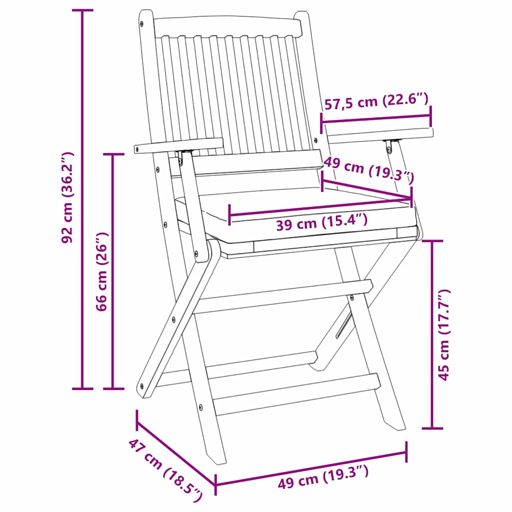 Klappstuhl 2 pcs Weiß 49 x 57,5 x 92 cm Massivholz Akazie