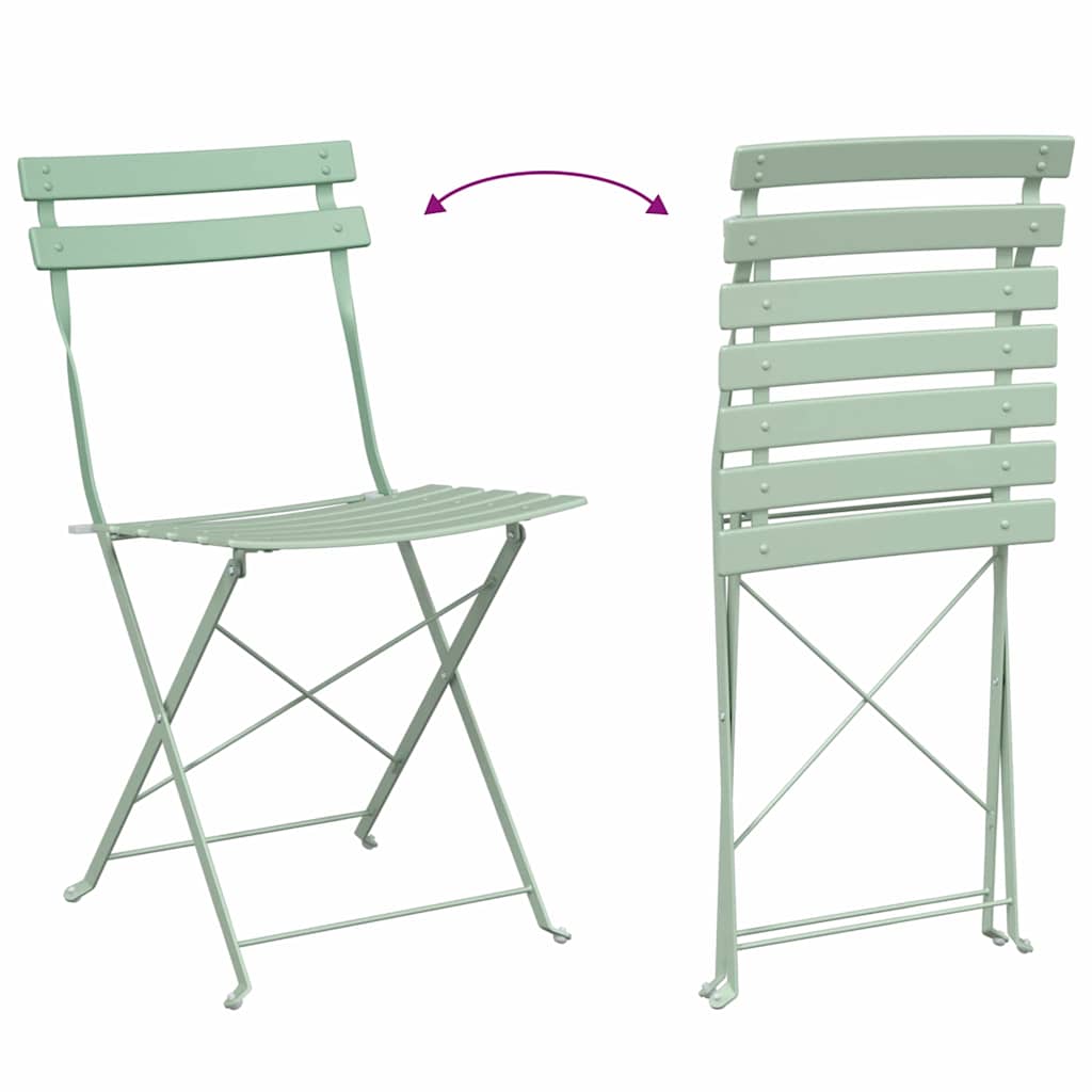 Klapp Bistro Set 3 pcs Helles Mint Stahl