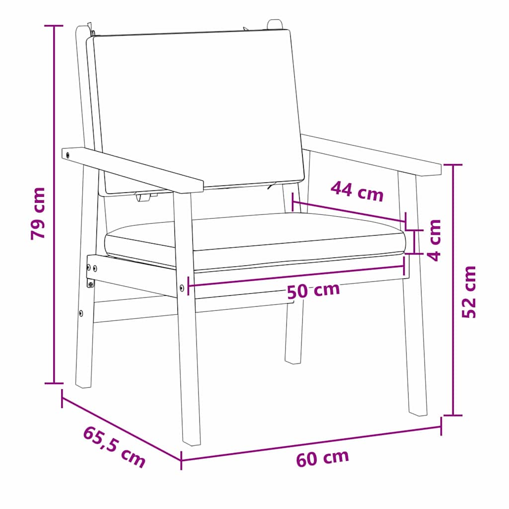 Gartenstuhl mit Kissen 2 pcs Braun Massivholz Akazie