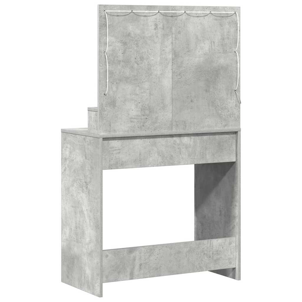 Schminktisch mit Regal Betongrau 79 x 41 x 135 cm Holzwerkstoff