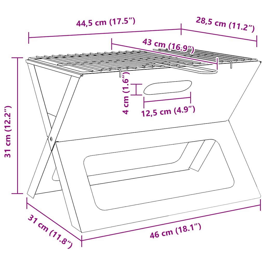 Outdoor Grill Schwarz 46 x 30 x 31 cm Stahl