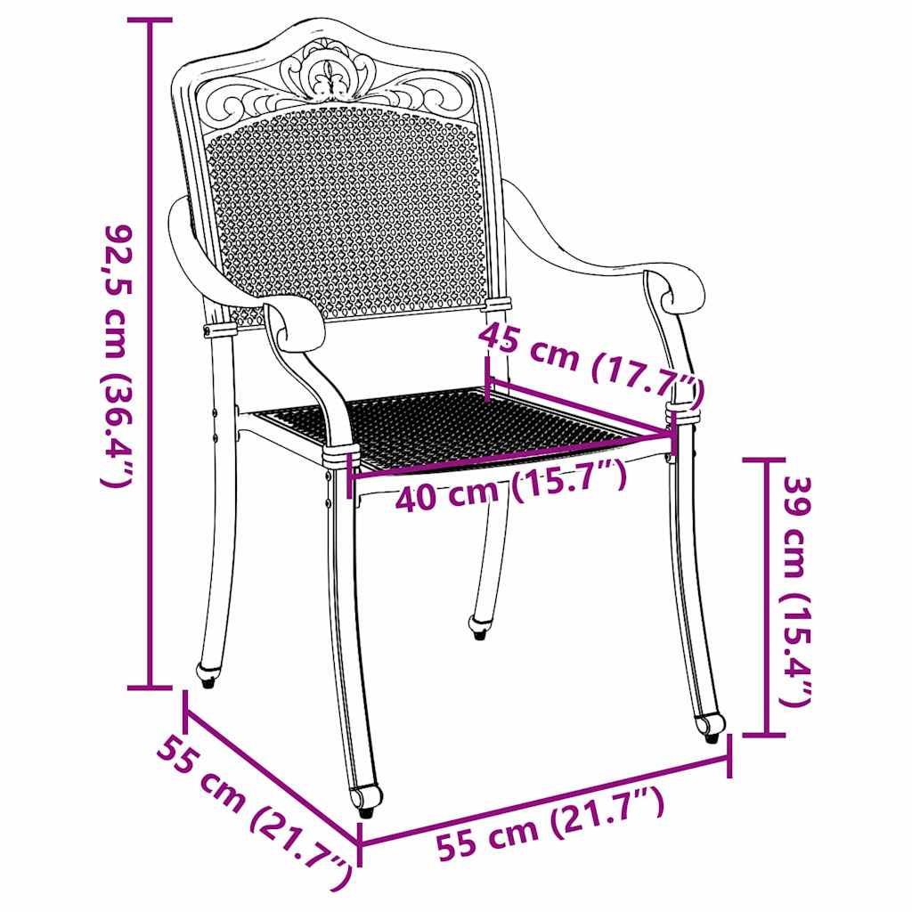 Gartenstuhl 2 pcs Bronze 55 x 56,5 x 91cm Aluminium