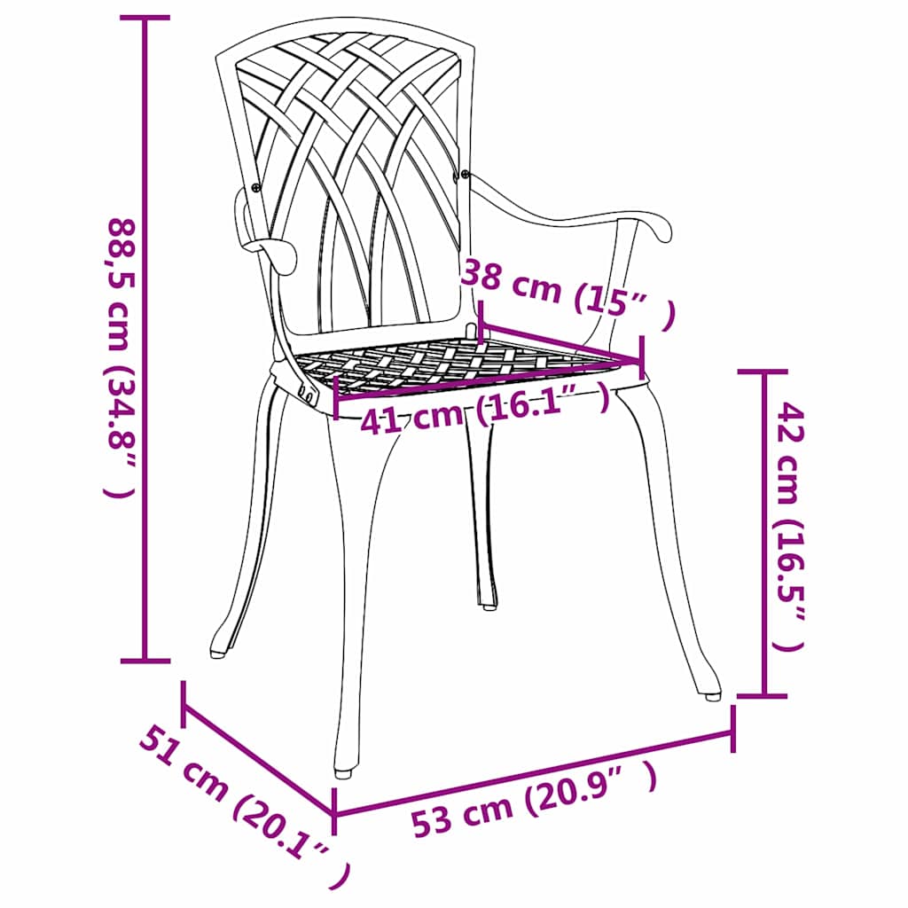 Gartenstuhl 2 pcs Bronze 55 x 56,5 x 91cm Aluminium