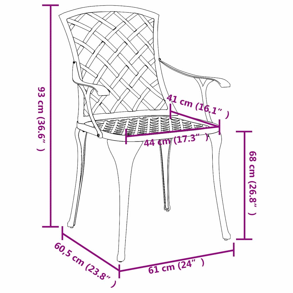 Gartenstuhl Grün 61 x 60,5 x 93cm Aluminium