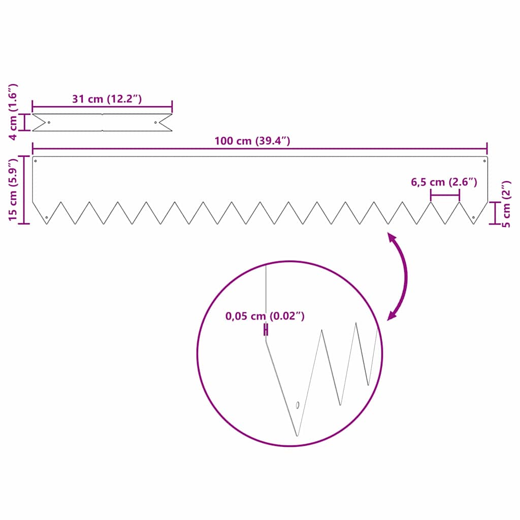 Rasenkanten 50 pcs Anthrazit 100 x 0,05 x 15 cm Stahl