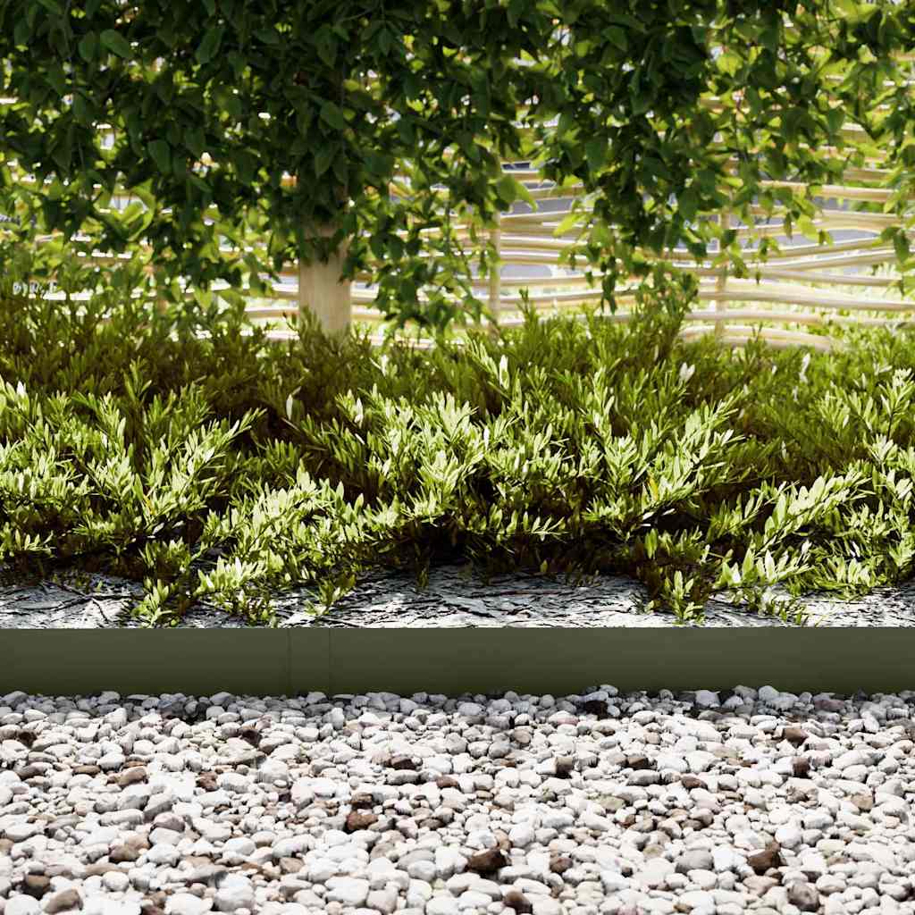 Rasenkanten 50 pcs Olivgrün 100 x 0,05 x 15 cm Stahl