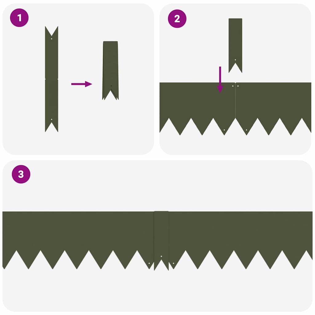 Rasenkanten 50 pcs Olivgrün 100 x 0,05 x 15 cm Stahl
