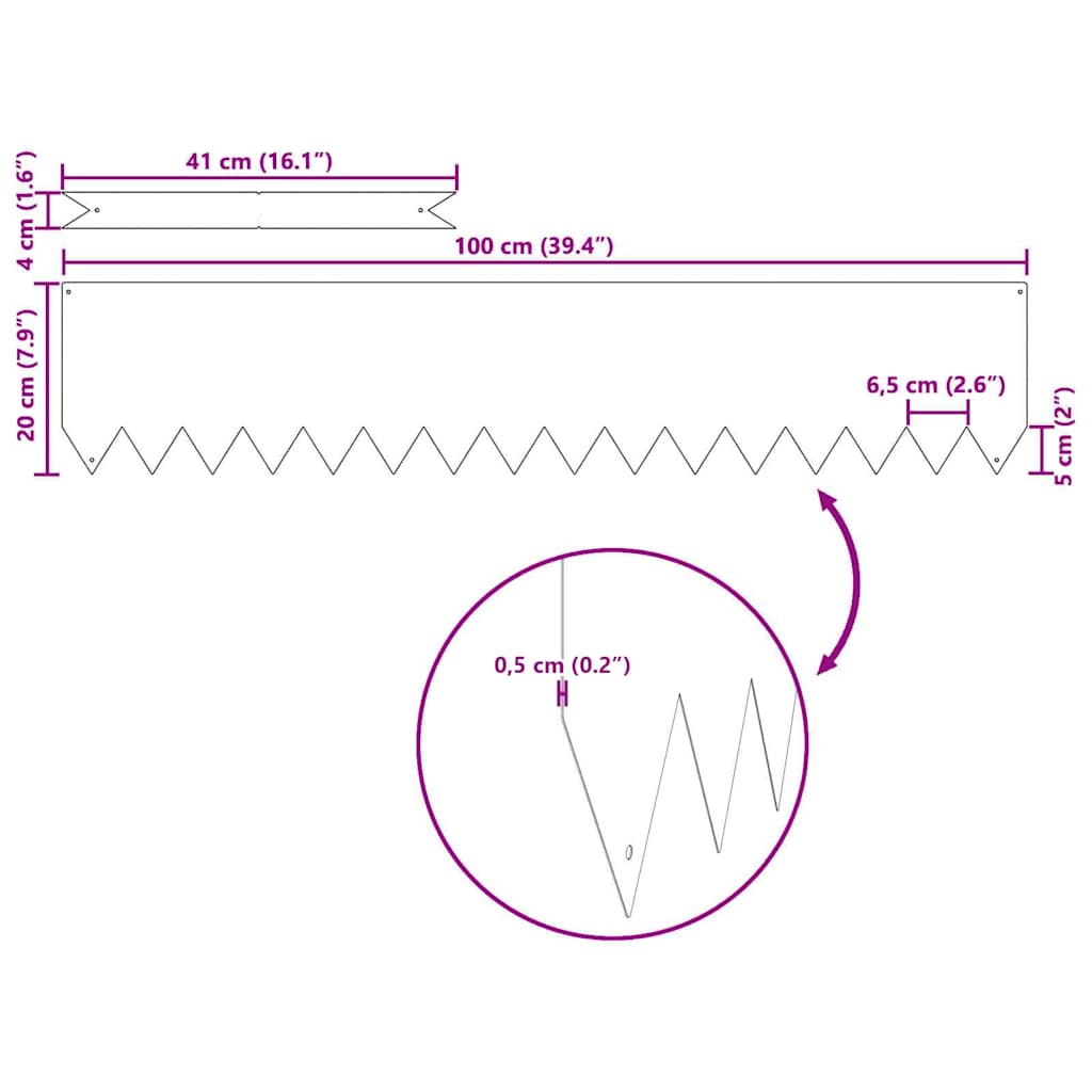 Rasenkanten 20 pcs Anthrazit 100 x 0,05 x 20 cm Stahl