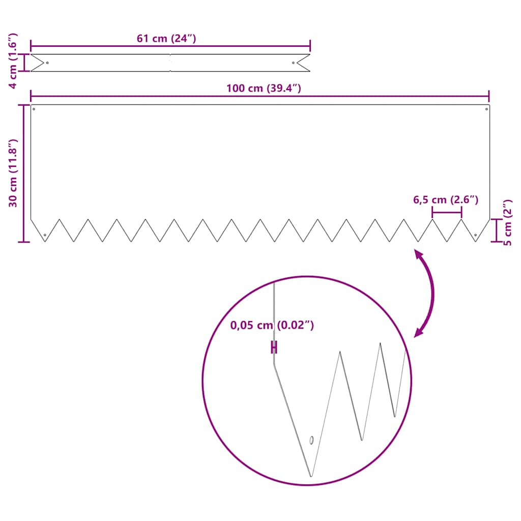 Rasenkanten 20 pcs Weiß 100 x 0,05 x 30 cm Stahl