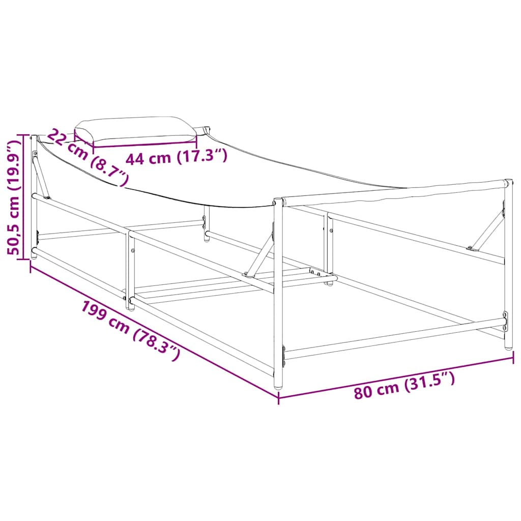 Sonnenliege Anthrazit 200 x 74 x 73 cm Textilene, Stahl