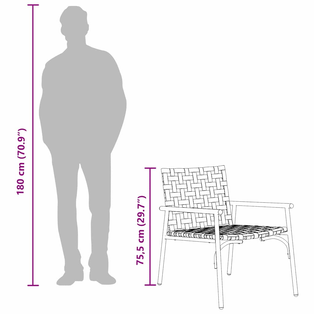 Gartenstuhl 2 pcs Schwarz 79 x 56 x 73.5cm Poly-Rattan