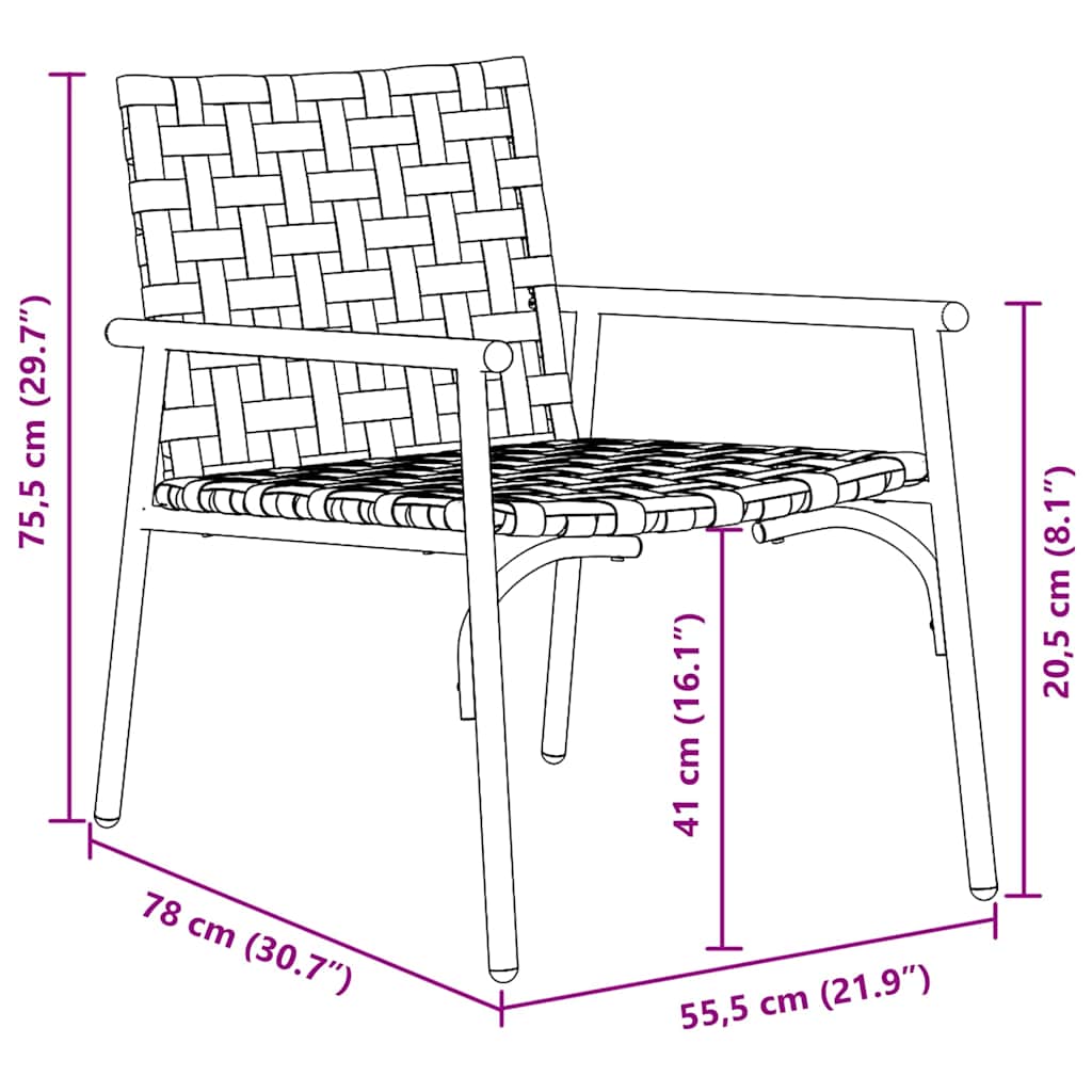 Gartenstuhl 2 pcs Schwarz 79 x 56 x 73.5cm Poly-Rattan