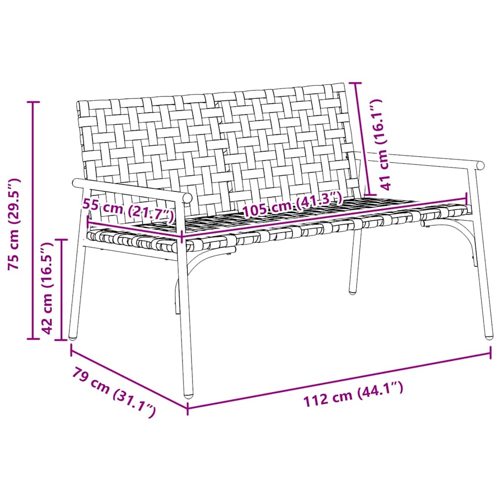Gartenstuhl Schwarz 113 x 79 x 75cm Poly-Rattan