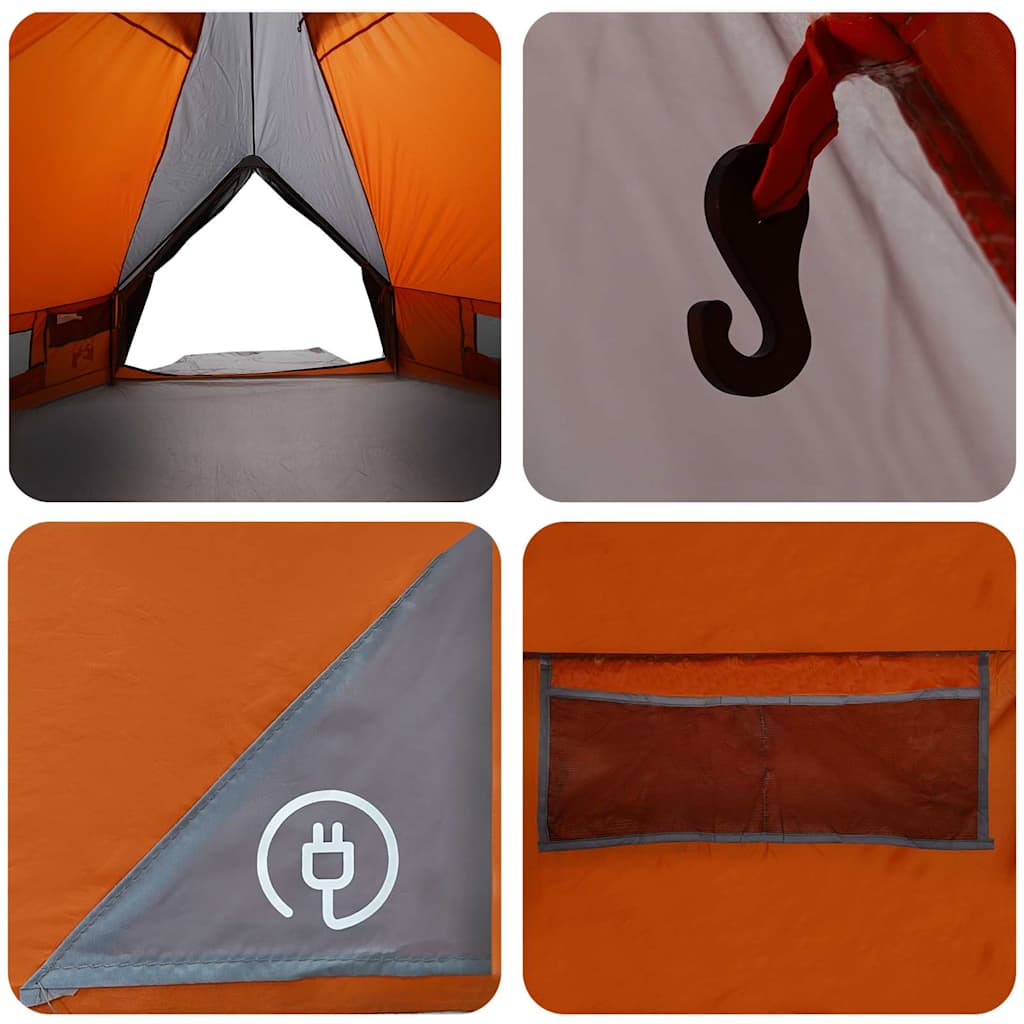 Teepee Zelt mit Dach Grau und Orange 490 x 410 x 210 cm