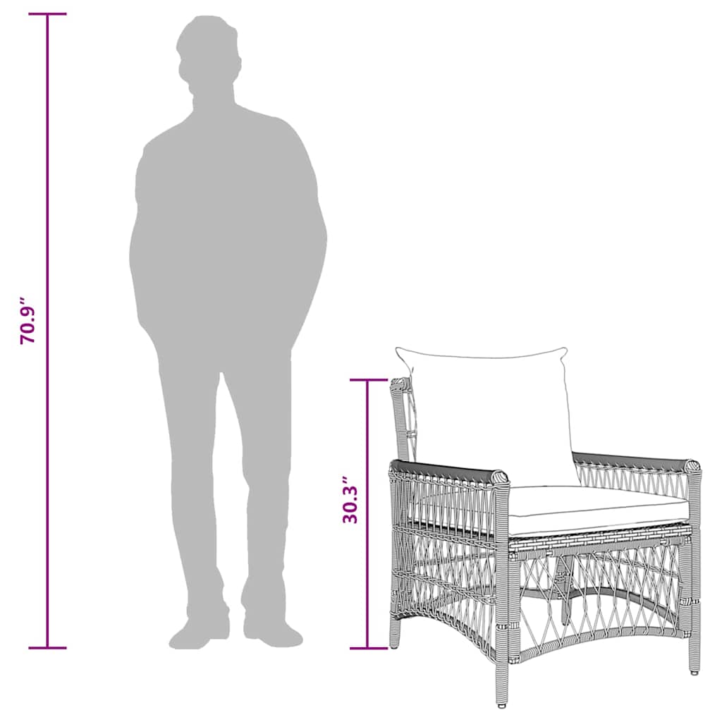 Gartenstuhl Grau 60 x 70 x 78 cm Poly-Rattan