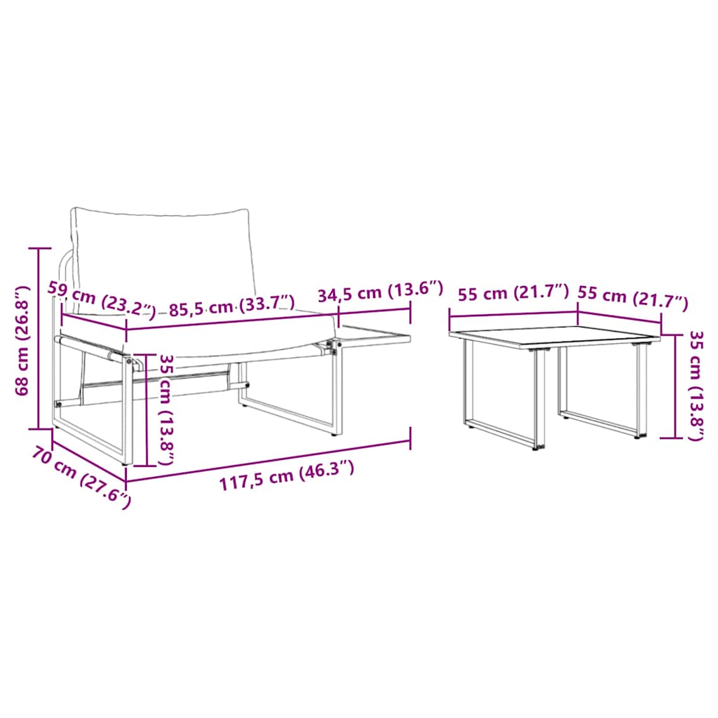 Garten-Sofa-Set 2 pcs Anthrazit Stahl