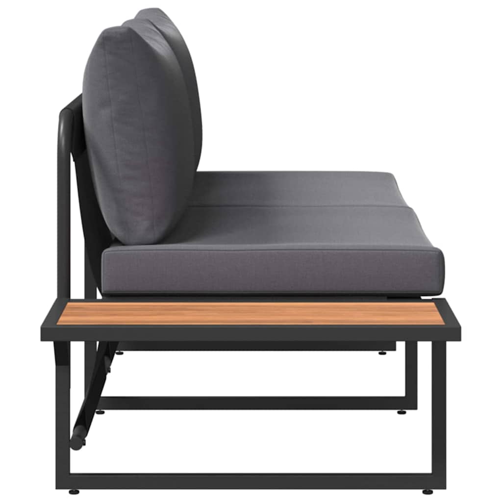 Gartensofa mit Kissen Braun 200.5 x 70 x 85.5 cm Metall