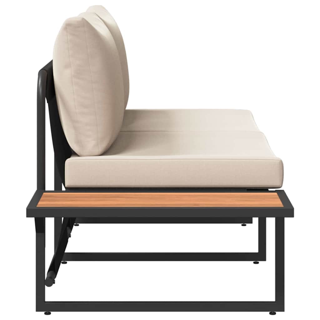 Gartensofa mit Kissen Braun 200.5 x 70 x 85.5 cm Metall