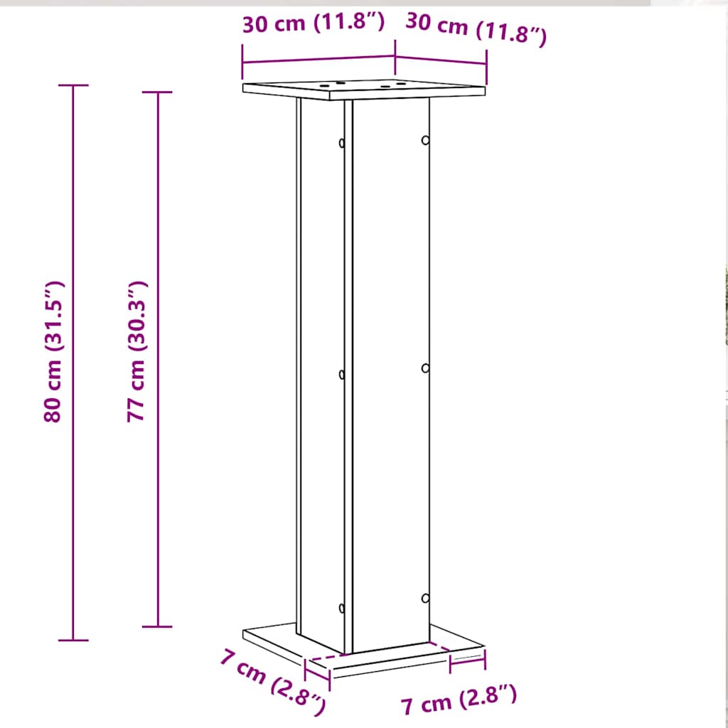 Lautsprecherständer 2 pcs Schwarze Eiche 30 x 30 x 80 cm