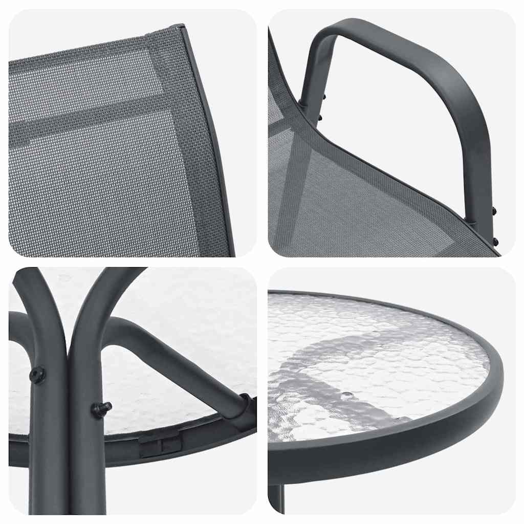 Garten Bistro Set 3 pcs Grau Stahl