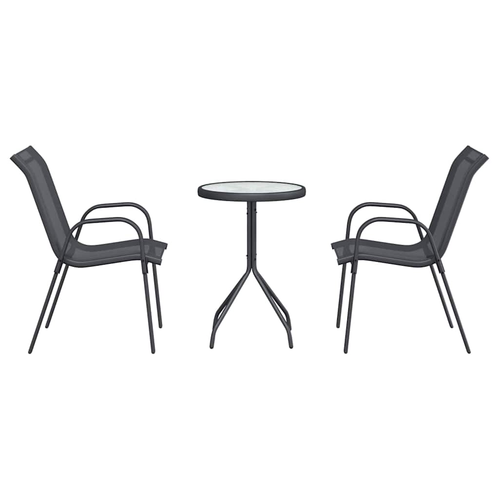 Garten Bistro Set 3 pcs Grau Stahl