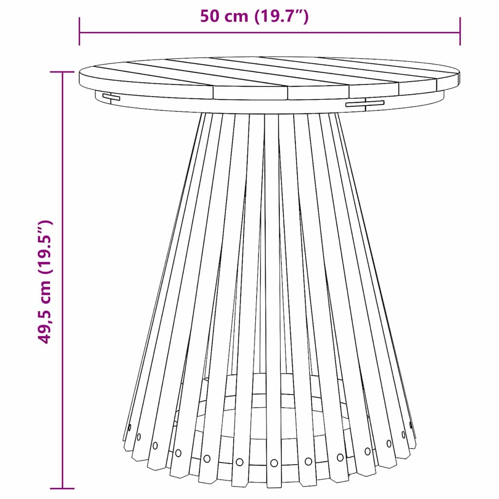Gartenseitertisch Braun 50 x 50 x 49,5 cm Teak-Massivholz