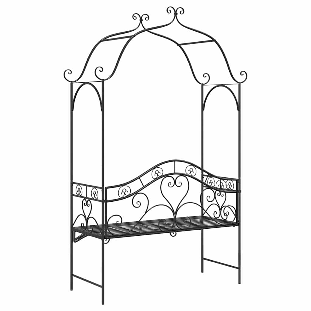 Gartenbank mit Kissen Schwarz 104 x 54 x 93cm Stahl