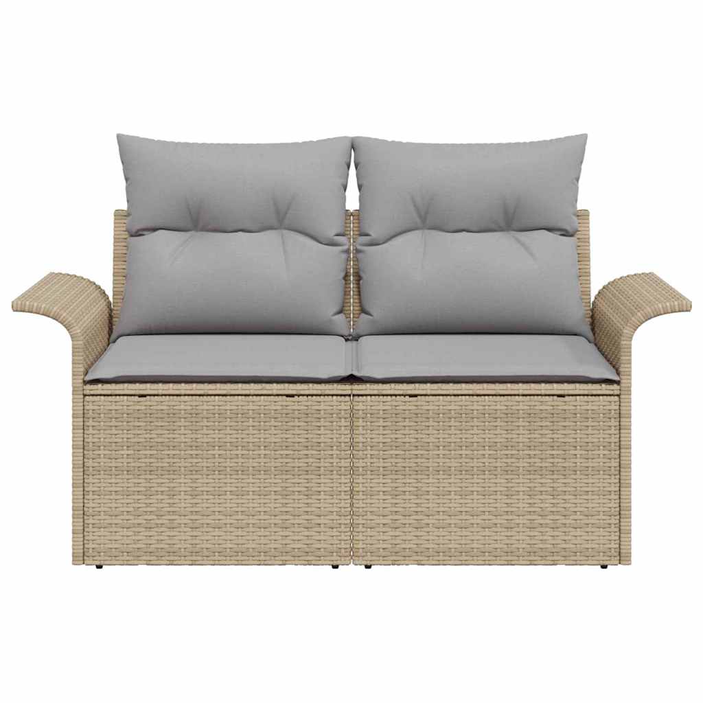 Gartensofa mit Kissen Beige 141 x 62 x 69cm Poly-Rattan