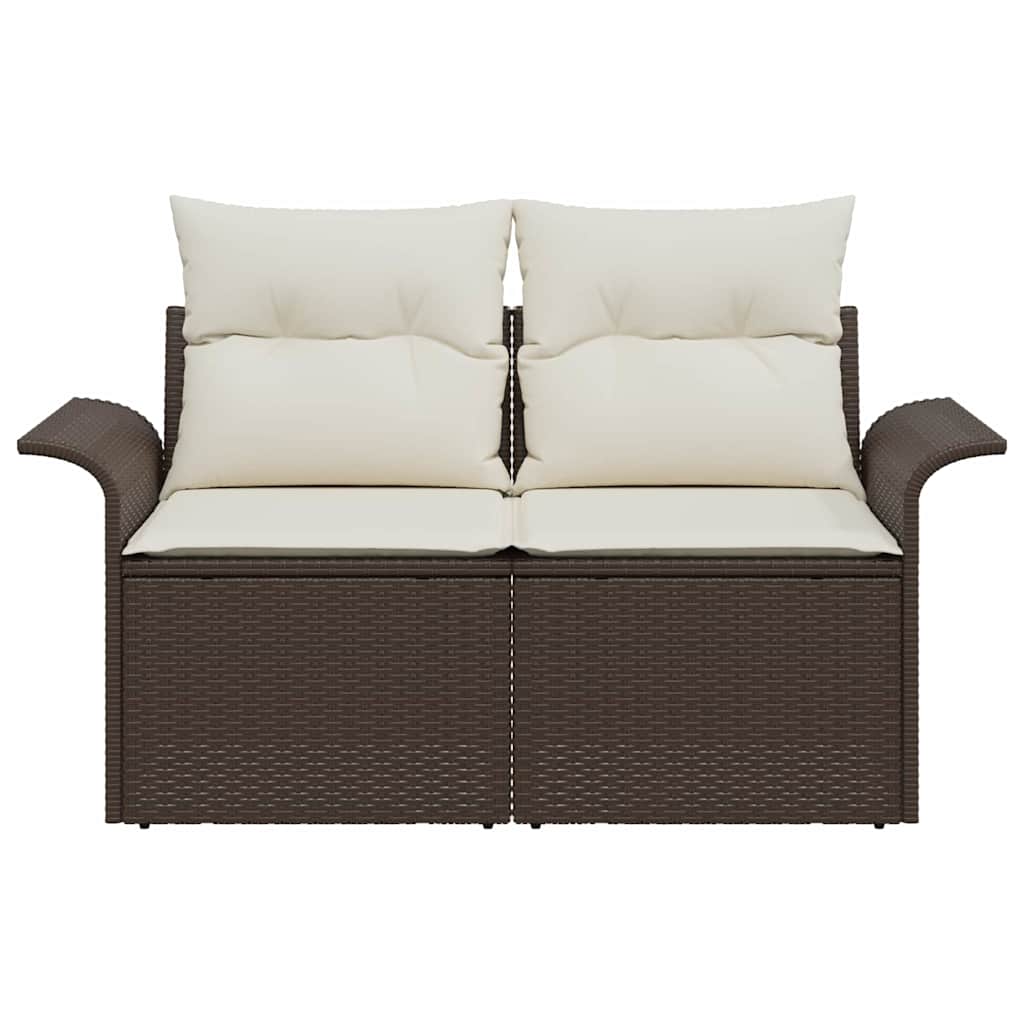 Gartensofa mit Kissen Braun 141 x 62 x 69cm Poly-Rattan