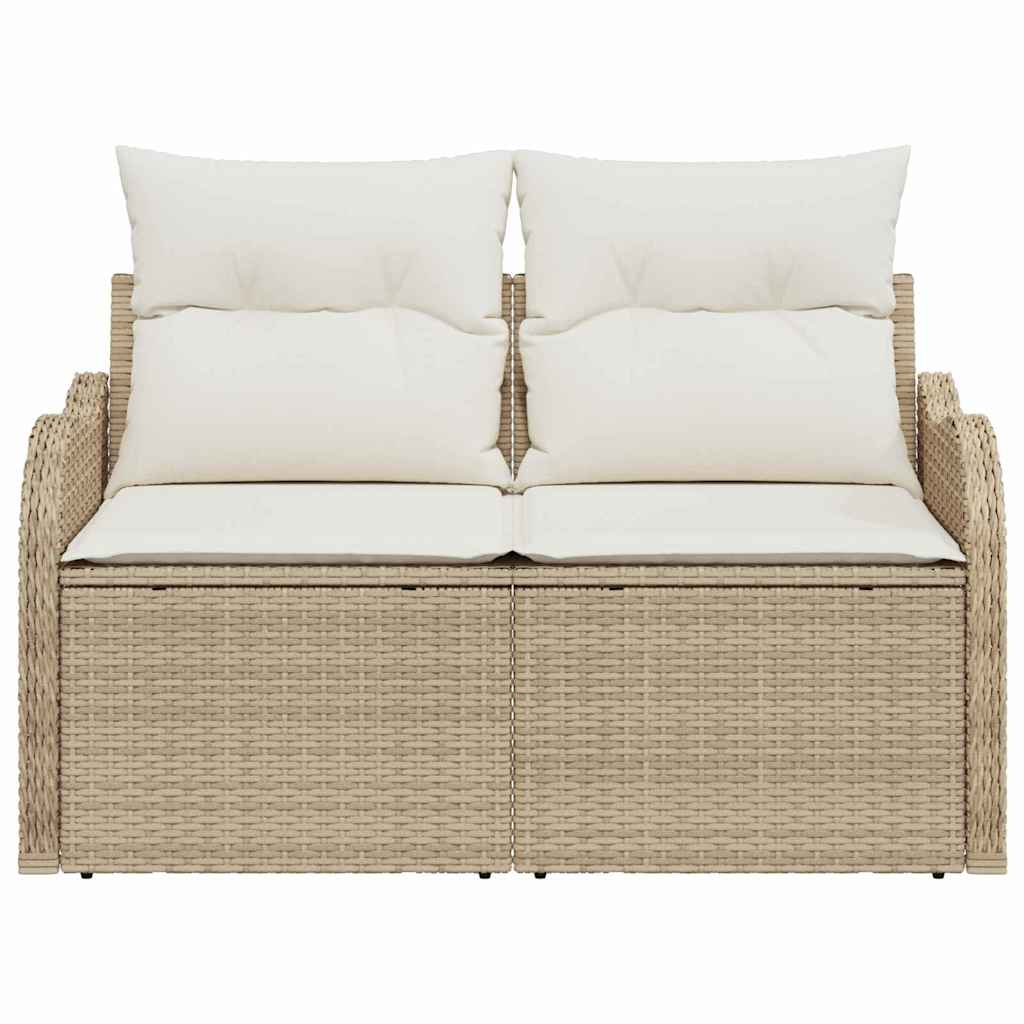 Gartensofa mit Kissen Beige 121 x 62 x 69cm Poly-Rattan