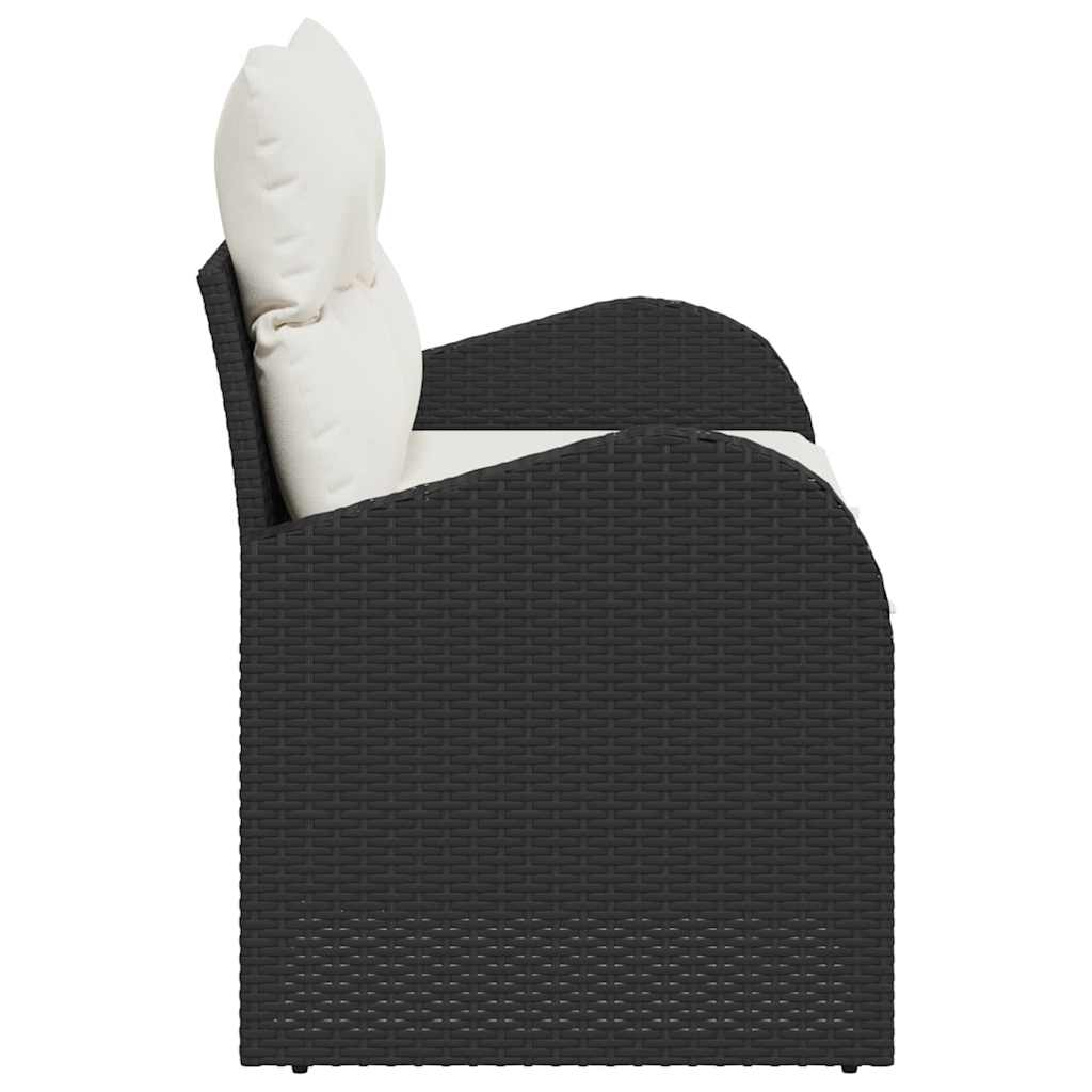 Gartensofa mit Kissen Schwarz 124 x 62 x 69cm Poly-Rattan