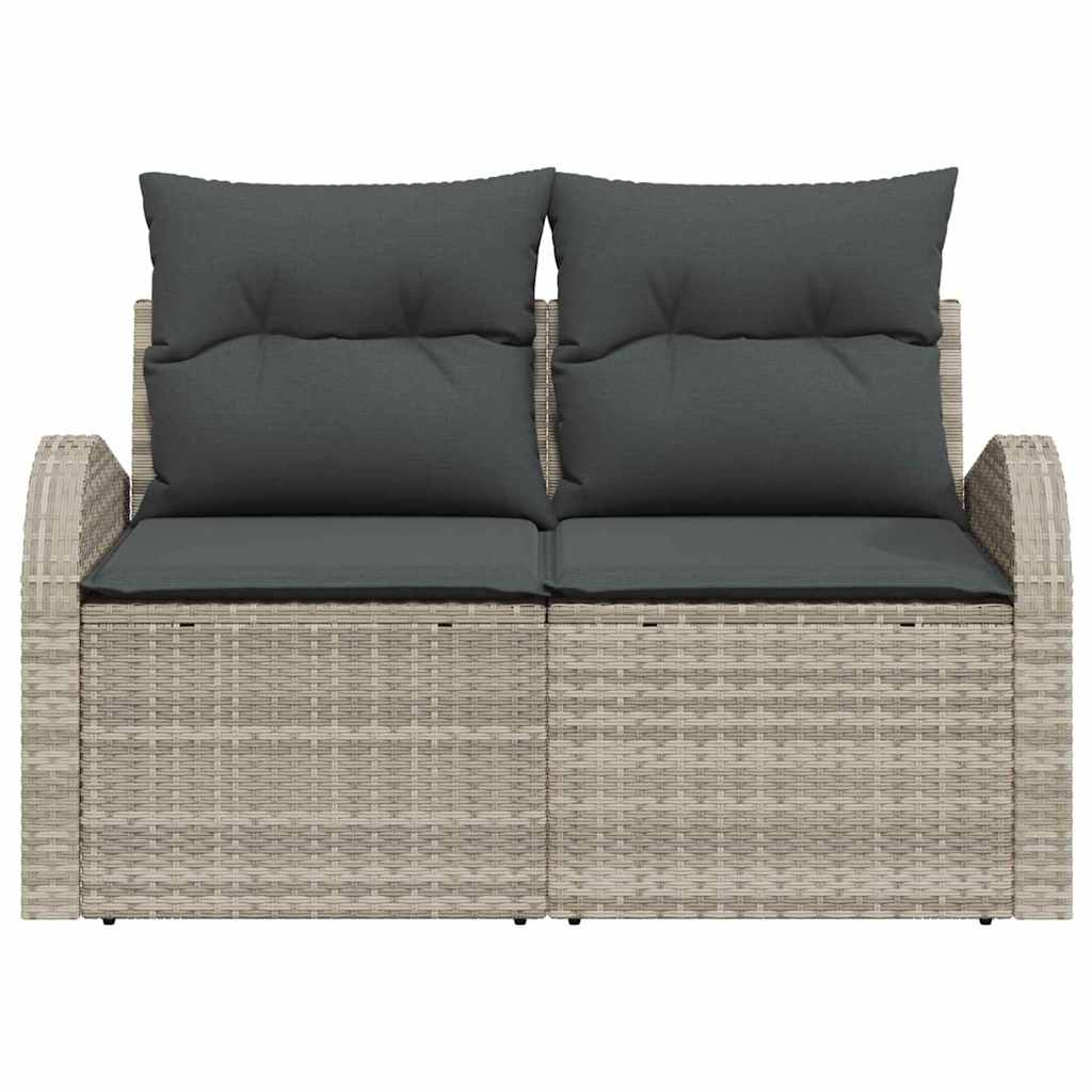 Gartensofa mit Kissen Hellgrau 124 x 62 x 69cm Poly-Rattan