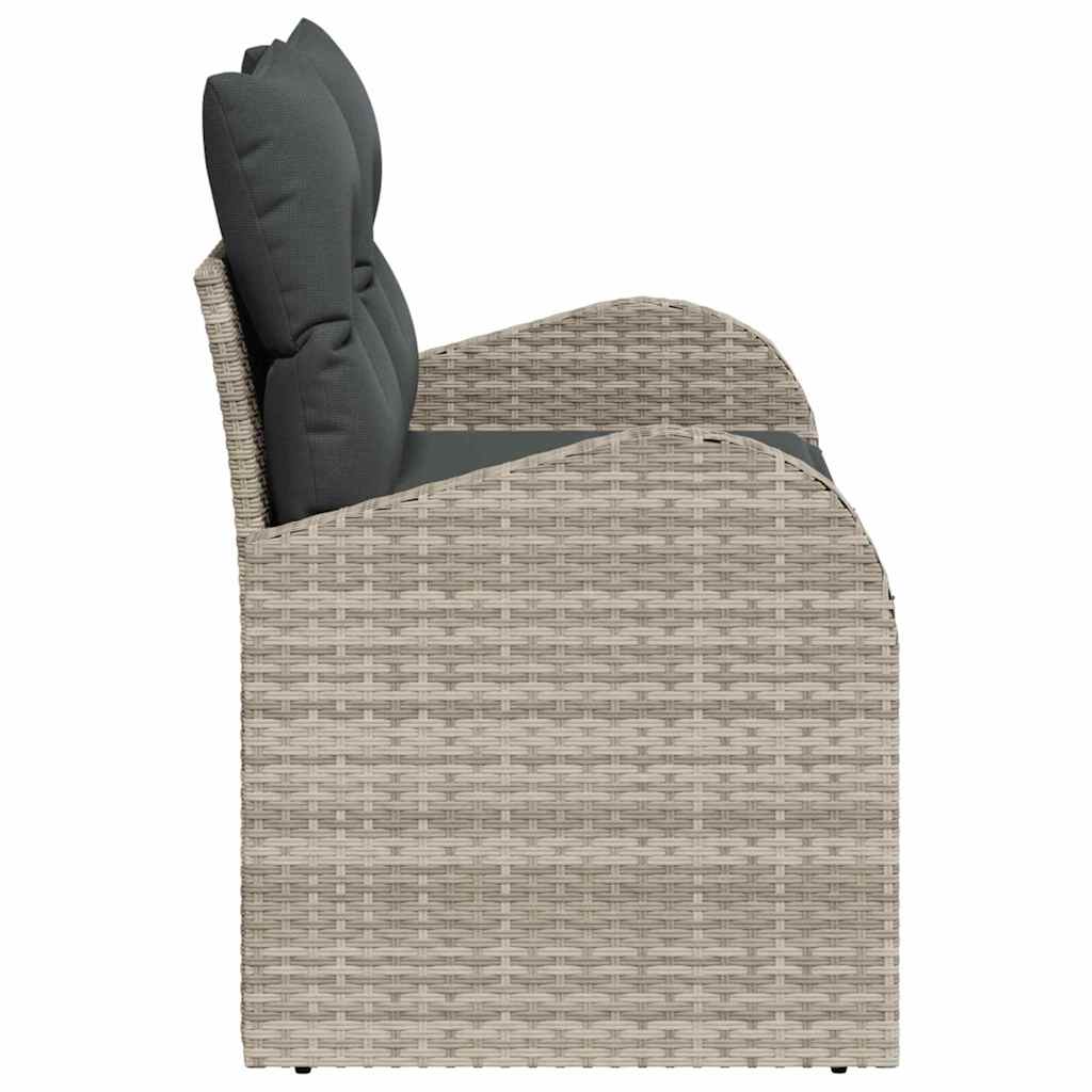 Gartensofa mit Kissen Hellgrau 124 x 62 x 69cm Poly-Rattan