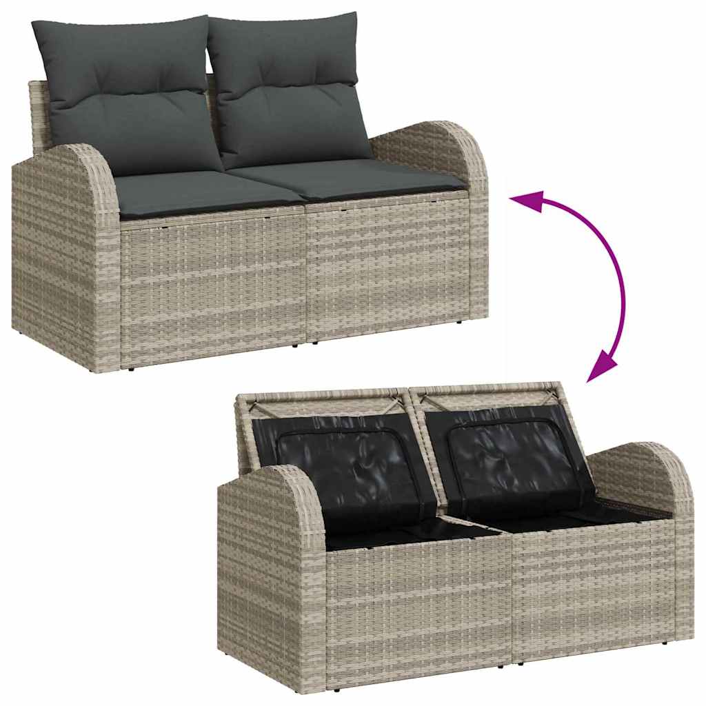 Gartensofa mit Kissen Hellgrau 124 x 62 x 69cm Poly-Rattan