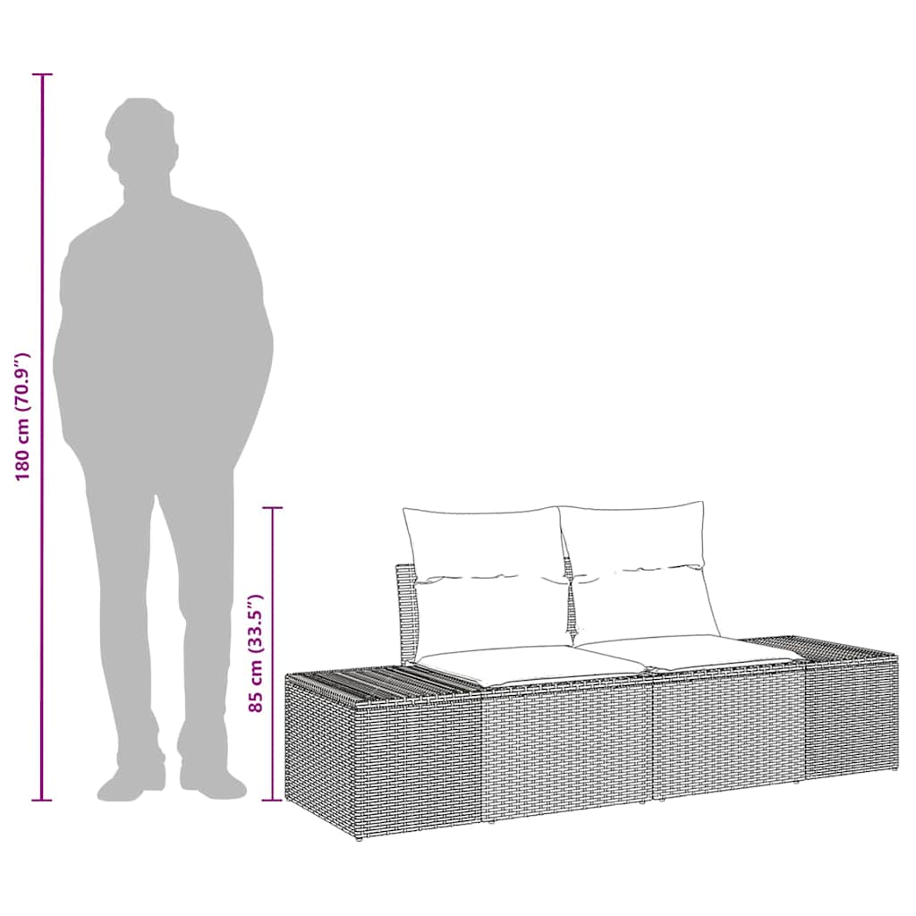 Gartensofa mit Kissen Schwarz 123 x 62 x 69cm Poly-Rattan