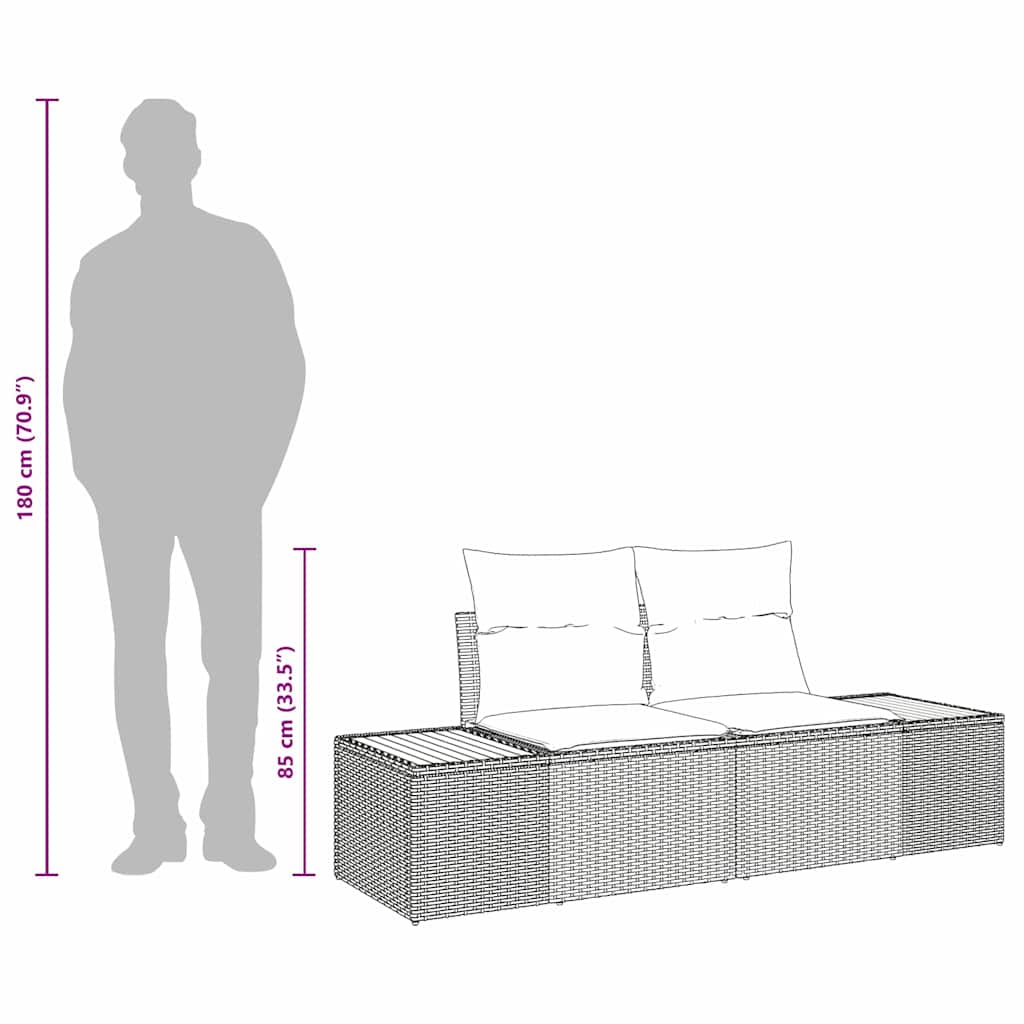 Gartensofa Grau 184 x 62 x 85cm Poly-Rattan