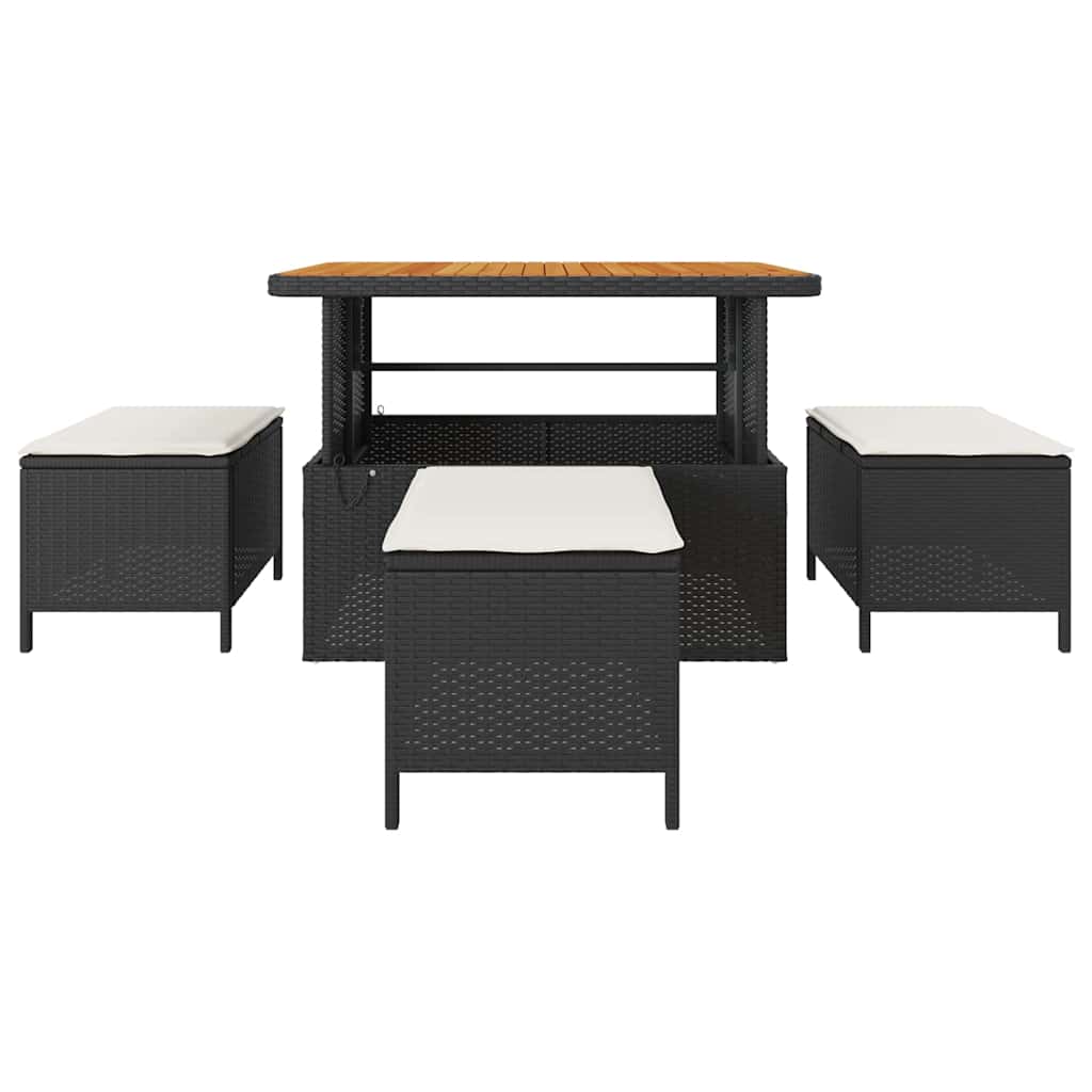 Garten Essgruppe 4 pcs Schwarz Poly Rattan