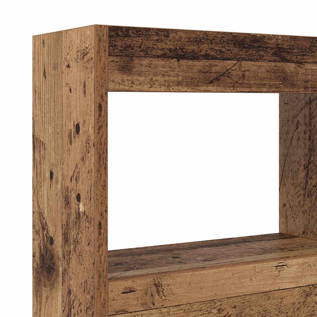 Kopfteil-Schrank mit LED mit Regal Altholz 120 x 17 x 102 cm