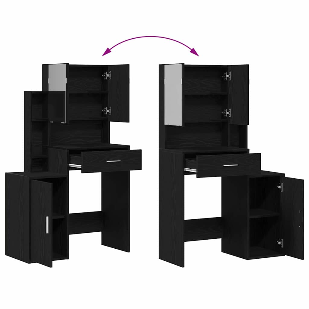 Schminktisch mit Speicher Schwarz Eichen-Optik 80 x 35 x 132 cm