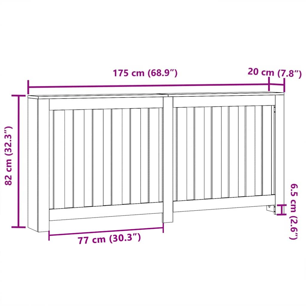 Heizkörperabdeckung Schwarze Eiche 175 x 20 x 82 cm