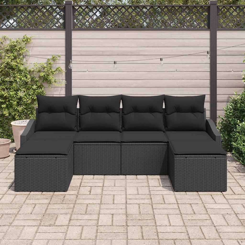 Garten Essgruppe mit Kissen mit Speicher 6 pcs Schwarz