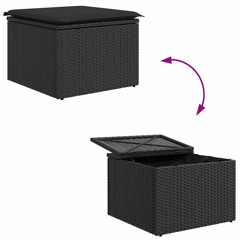 Garten Essgruppe mit Kissen mit Speicher 6 pcs Schwarz