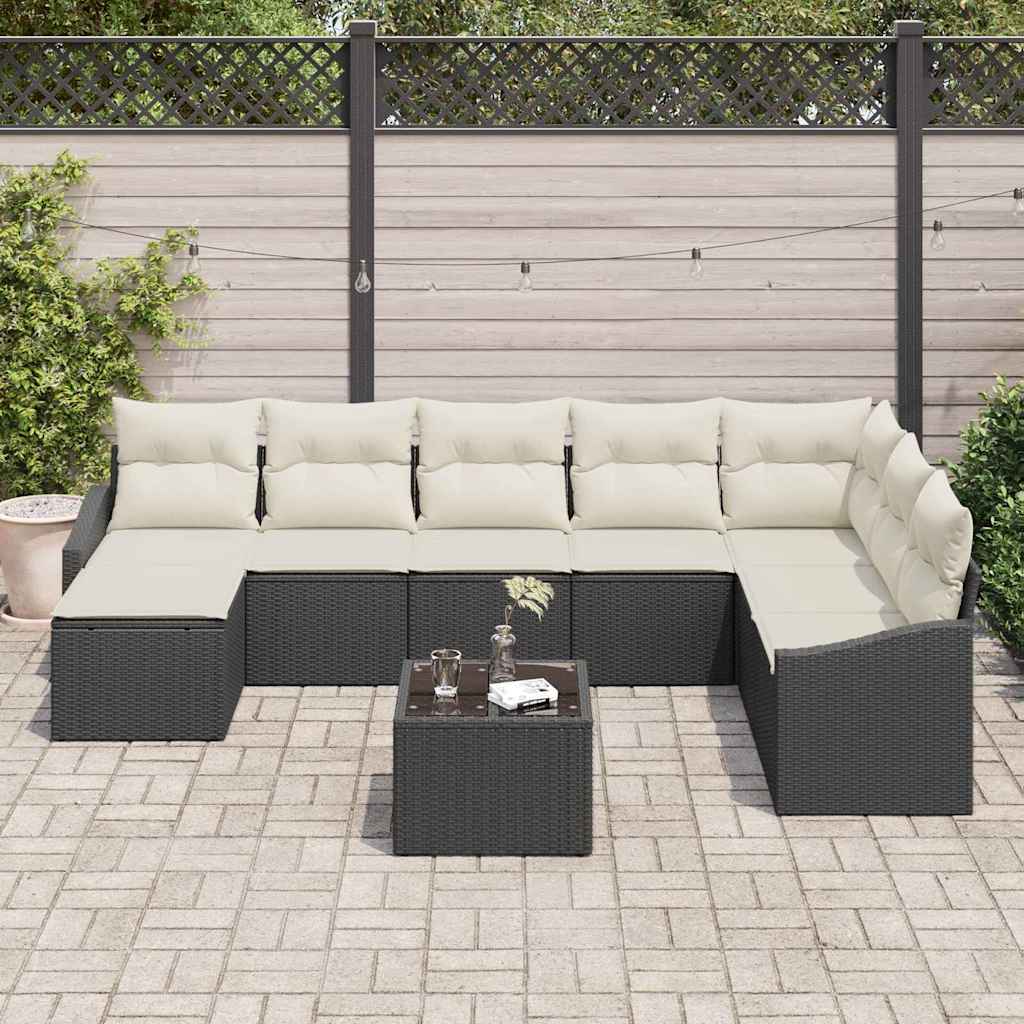 Garten Essgruppe mit Kissen mit Speicher 9 pcs Braun und Creme