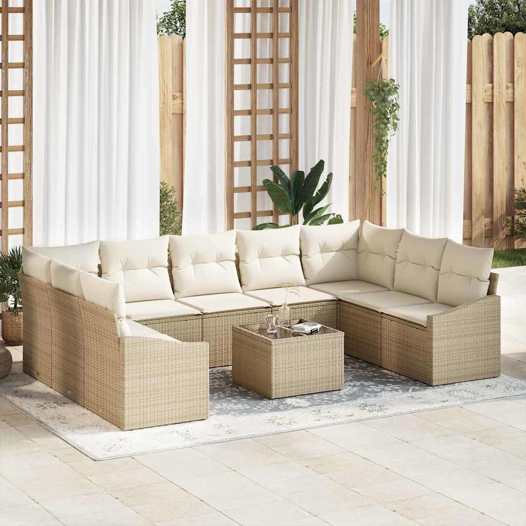 Garten Essgruppe mit Kissen mit Speicher 10 pcs Beige und Creme