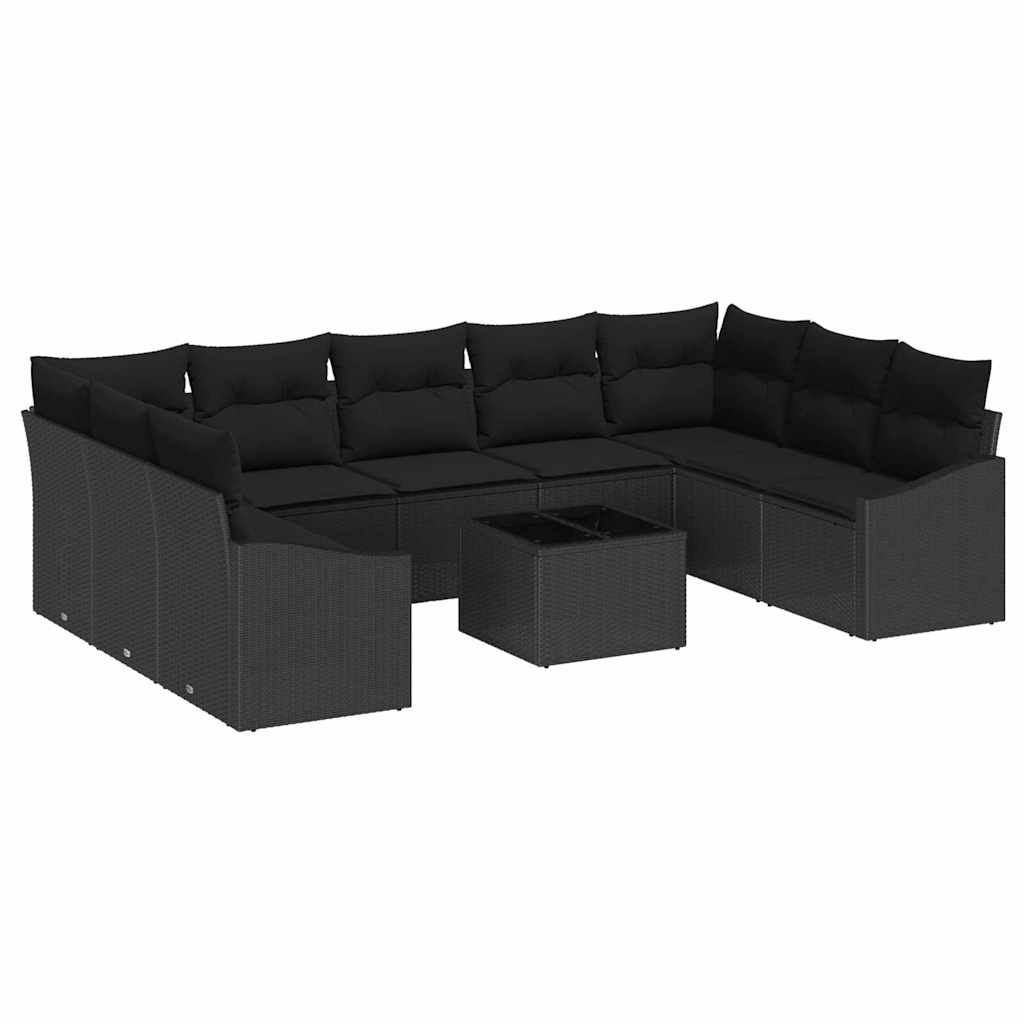 Garten Essgruppe mit Kissen mit Speicher 10 pcs Schwarz